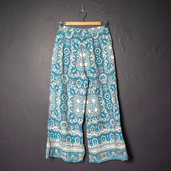 Anthropologie Feather & Bone Paisley Crop Pants 8 - Picture 1 of 9